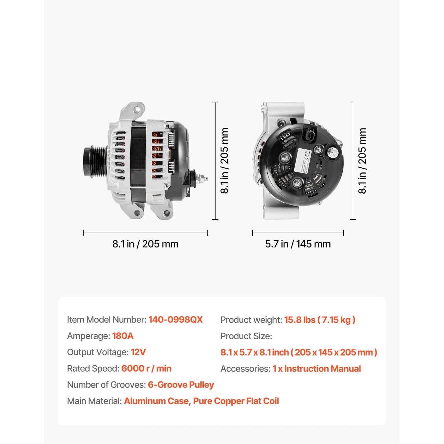 SucceBuy Car Alternator 11032 for Toyota Highlander V6 3.3L 2004-2007 Sienna 2004-2006 Lexus RX330 3.3L 2004-2006 Replacement