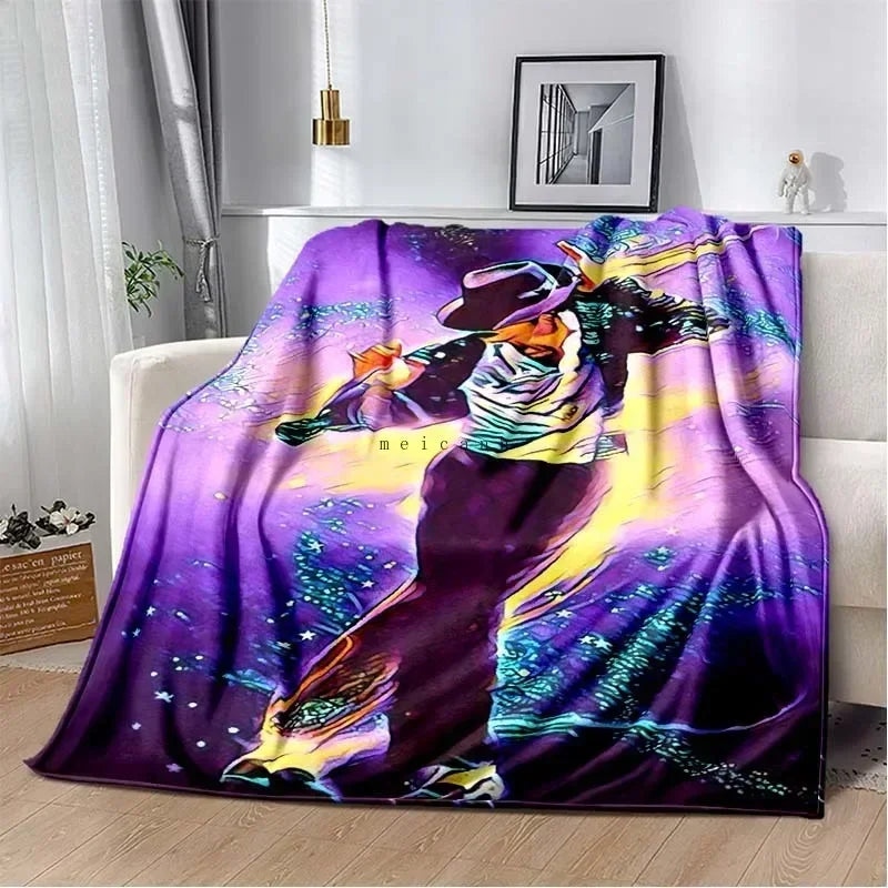Pop Music Michael J-Jackson Printed Flannel Blanket , Warm  Soft Cozy Blanket Flannel  Livingroom  Home Decor Birthday Gift