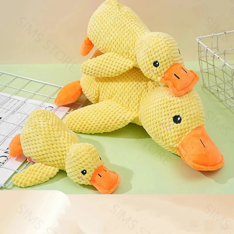 Yellow Duck Plush Dog Chew Toy Bite Resistant Molar Puppy Interactive Toy Relieve Boredom for Small Pet Dogs