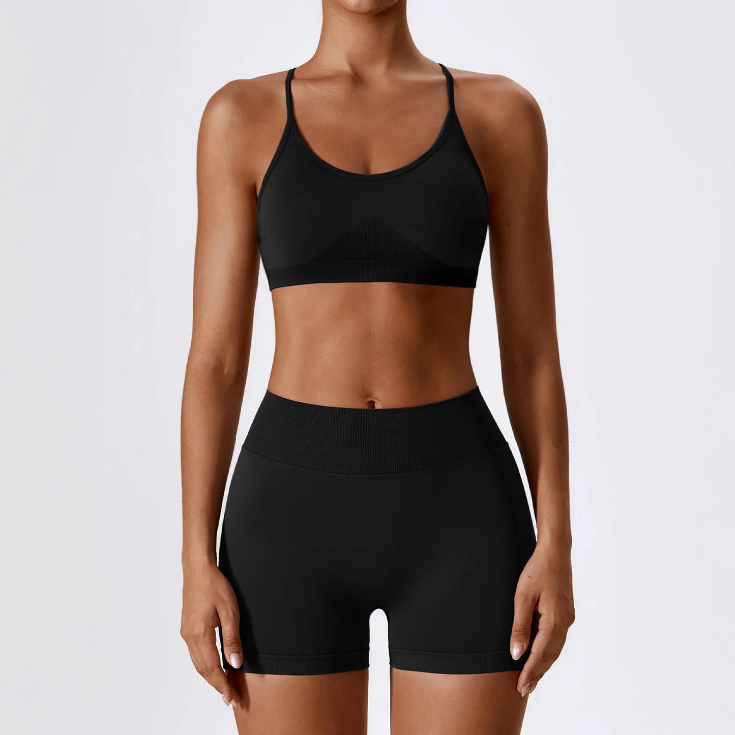 Seamless Women Yoga Suit 2pieces Fitness Gym Clothing Sports Set Sports Underwear High Waist Shorts Gym Workout Running Yoga Set