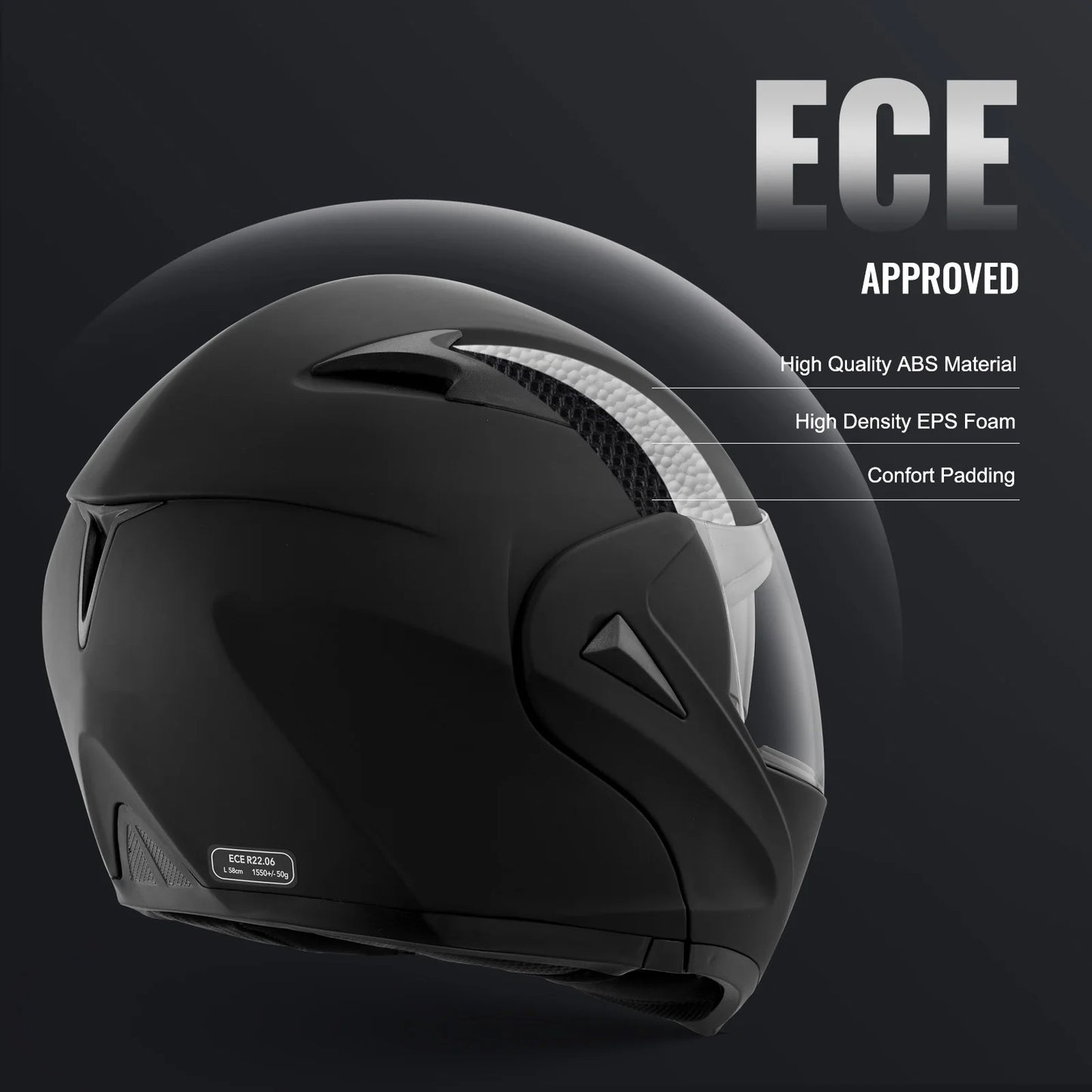 SucceBuy Motorcycle Helmet, Unmasked, Smart Street ABS & High Density Helmet with Interchangeable Lens, Fit to Youth and Adults