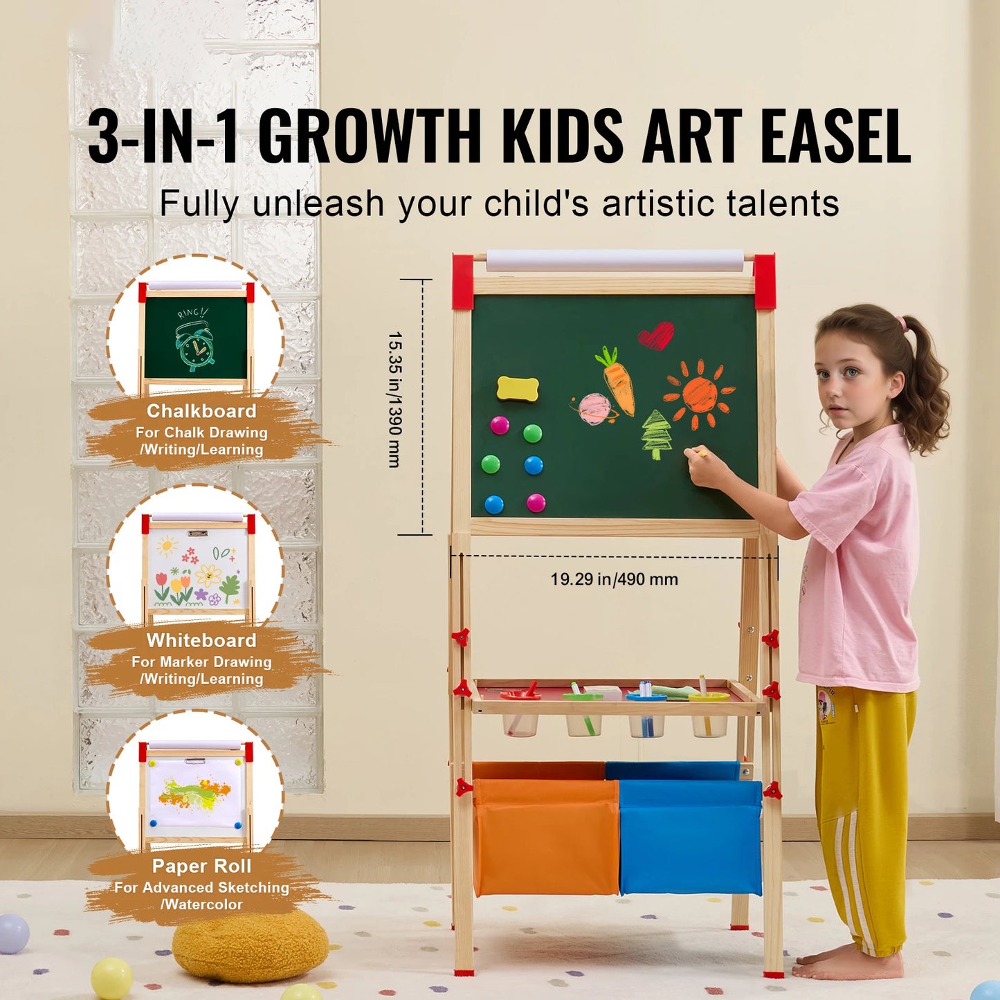 SucceBuy  Children Magnetic Drawing Board Word Pad Baby Color Graffiti Standing Art Easel Educational Drawing Toys for Kids Girl