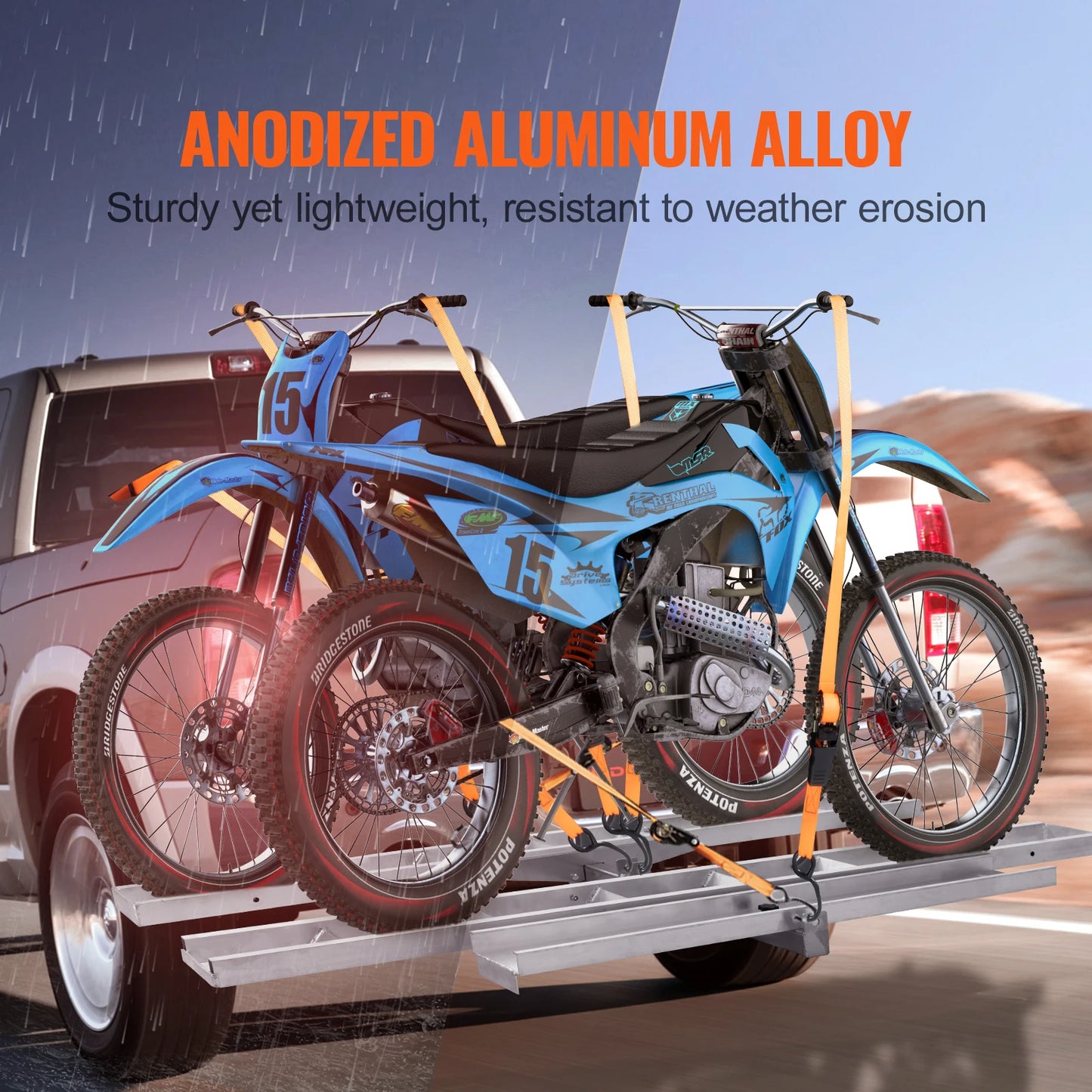 SucceBuy Motorcycle Carrier 2-Bike 600LBS Aluminum Loading Ramp Scooter Dirt Bike Trailer Hauler for Car Truck with 2"  Receiver