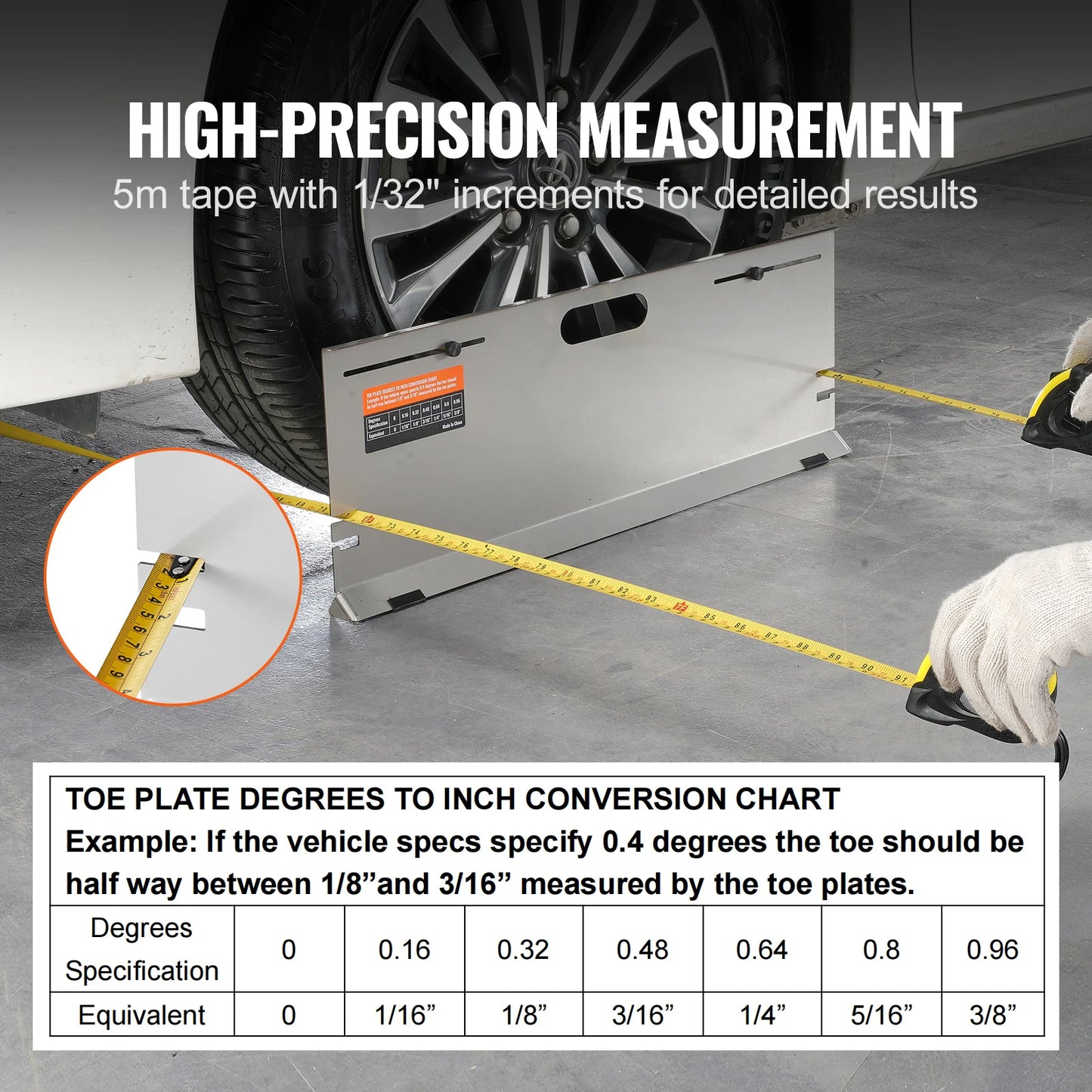 SucceBuy Wheel Alignment Tool 2-Pack Alignment Tool Toe Plate Stainless Steel Toe Angle Measurement Tool Plate 4 Alignment Rods