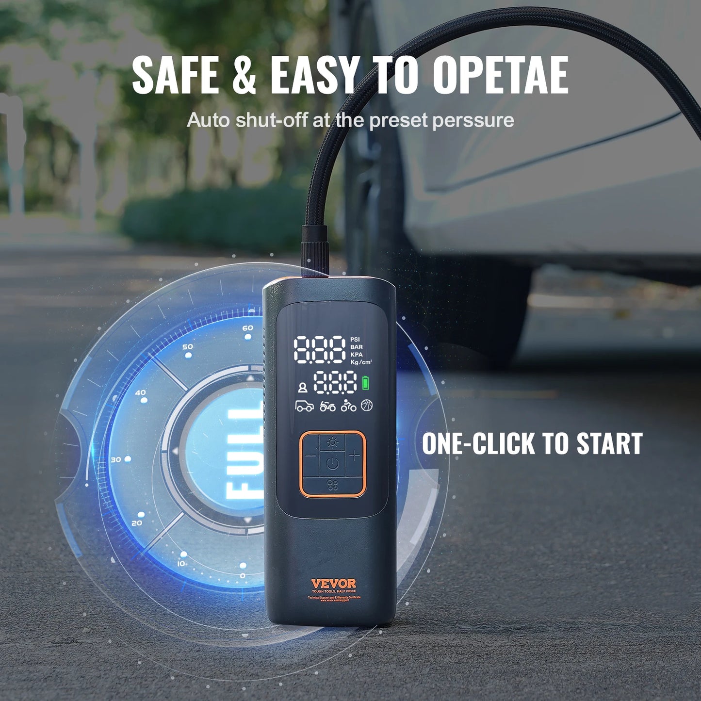 SucceBuy Tire Inflator Portable Air Compressor 7800 mAh Battery&12 V DC Dual Power 2X Faster 160PSI for Car Motorcycle Bike Ball