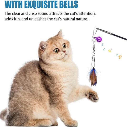 Soft and Interactive Fluffy Cat Feather Toys - Keep Your Curious Kittens and Cats Happy and Active with 5PCS of Refreshing Refil