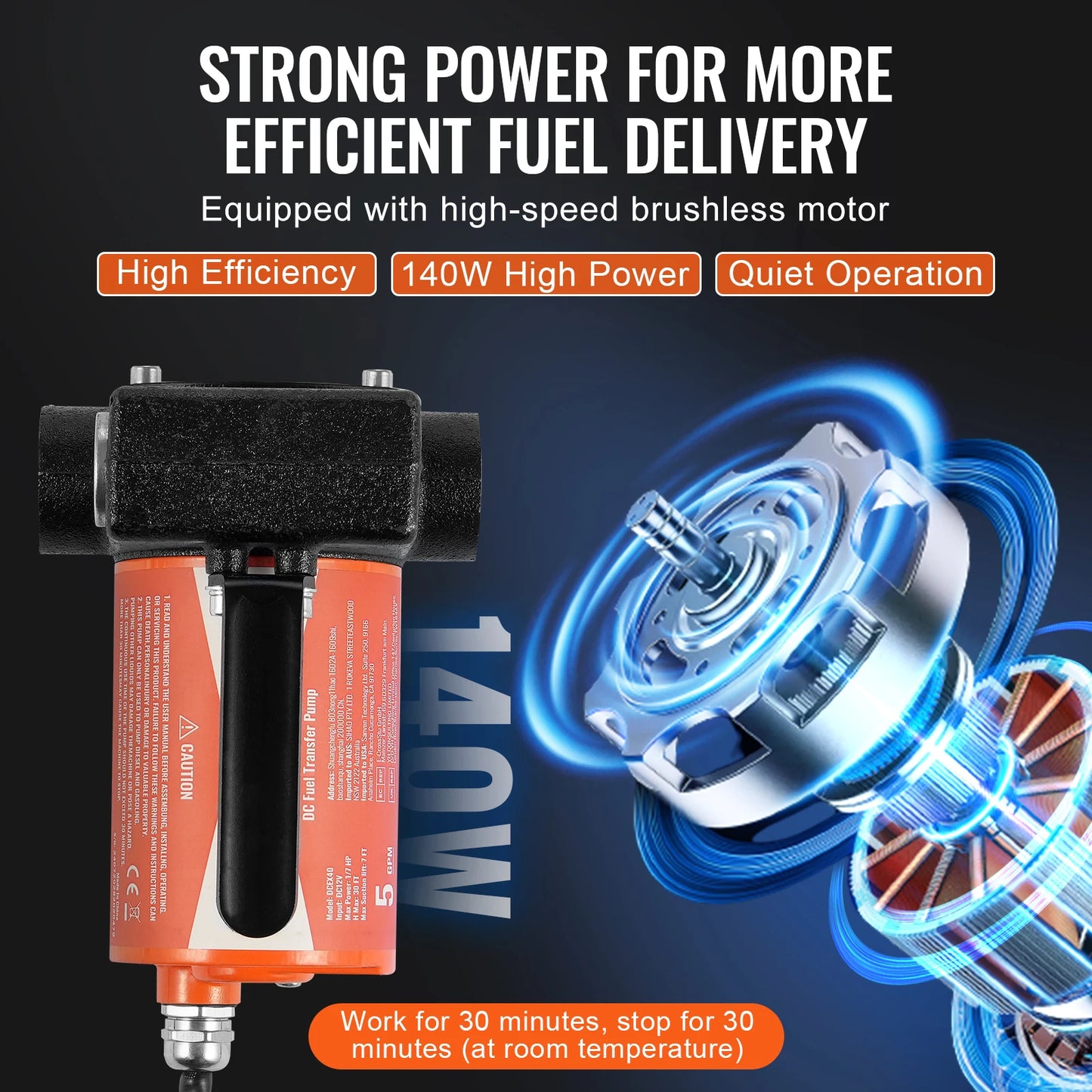 SucceBuy Fuel Transfer Pump 12V DC Portable/Gear-Type Electric Diesel Transfer Pump for Diesel Gasoline Kerosene Methanol Blends