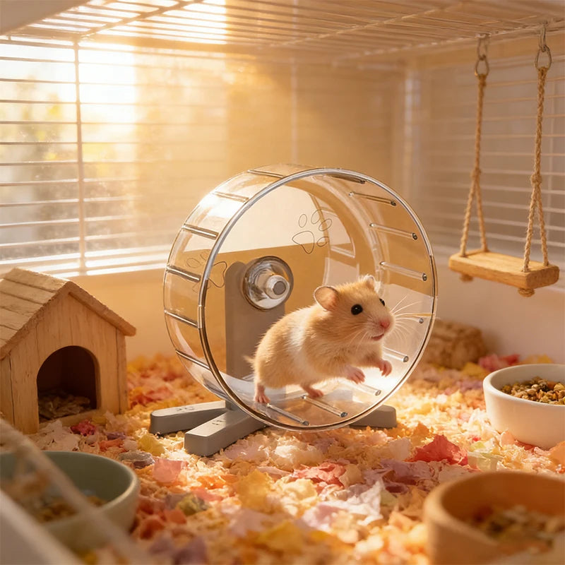 Hamster Wheel 12cm Super-Silent Exercise Wheels Dual-Bearings Quiet Spinner Running Wheels  Fits Any Hamster Cage Hamsters Toy