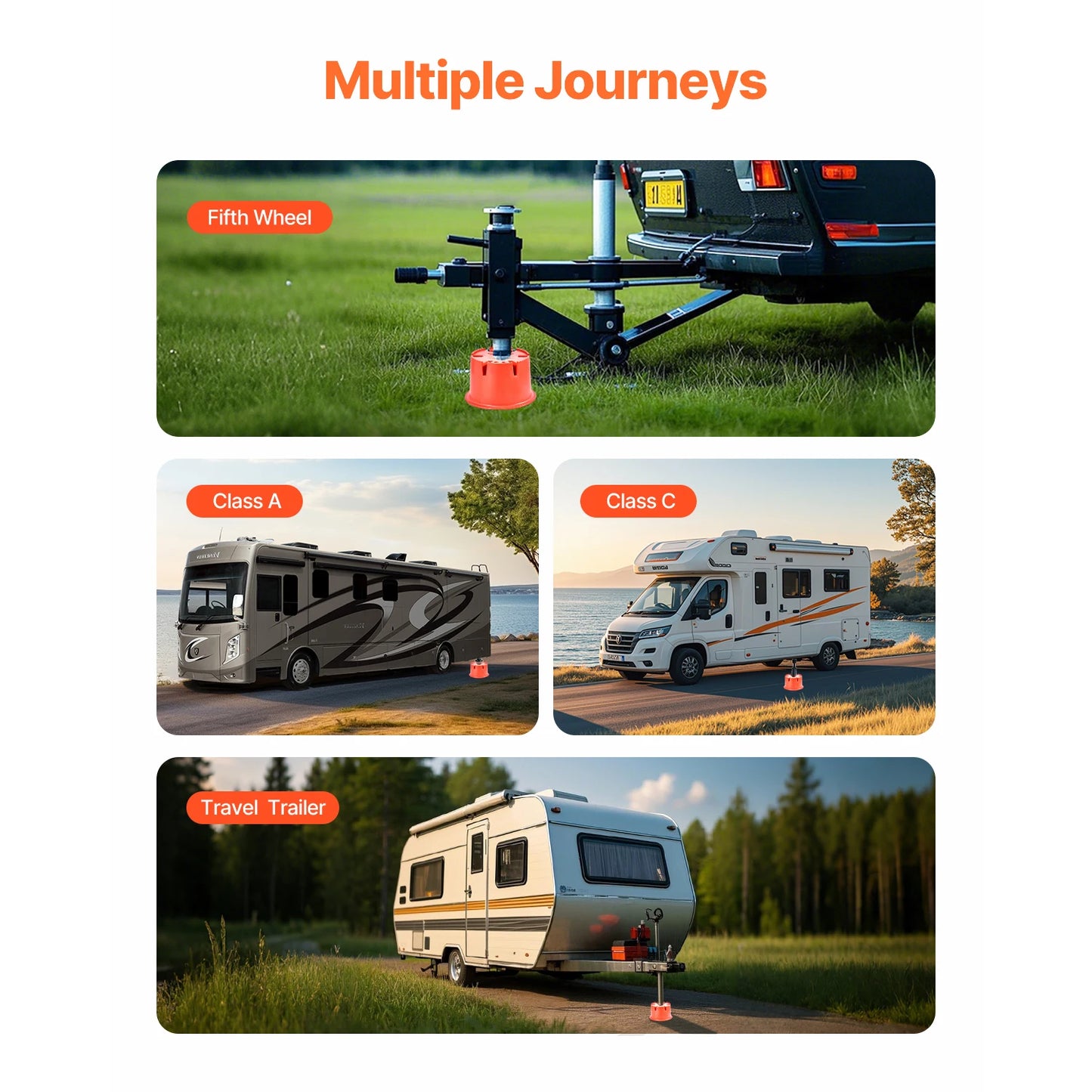 SucceBuy Trailer Jack Block 8Pcs Heavy Duty Camper Leveler Kit Camper Accessories for Travel,5th Wheels Class A/C Motorhome