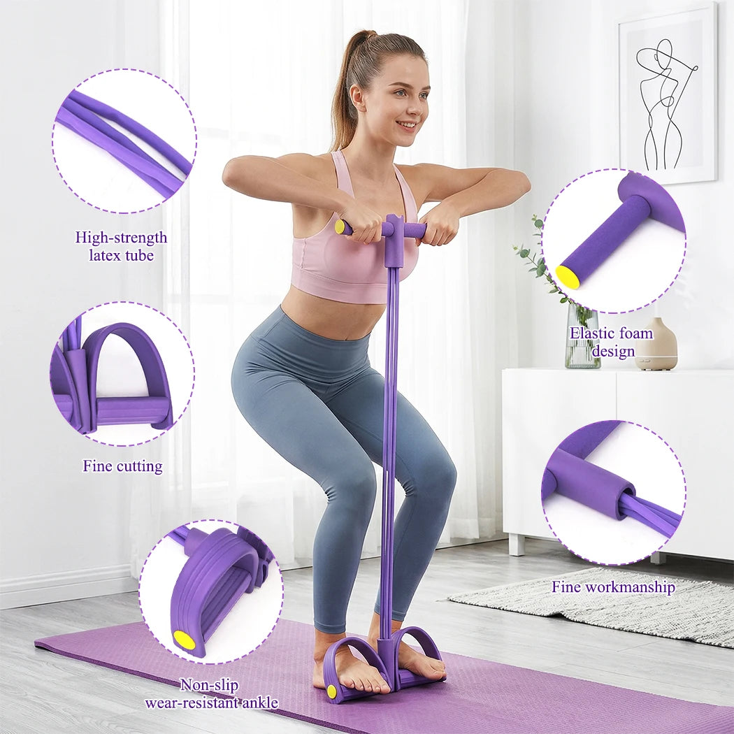 PORIYA Multi-Function Pedal Resistance Band Fitness Exercise Tension Resistance Rope
