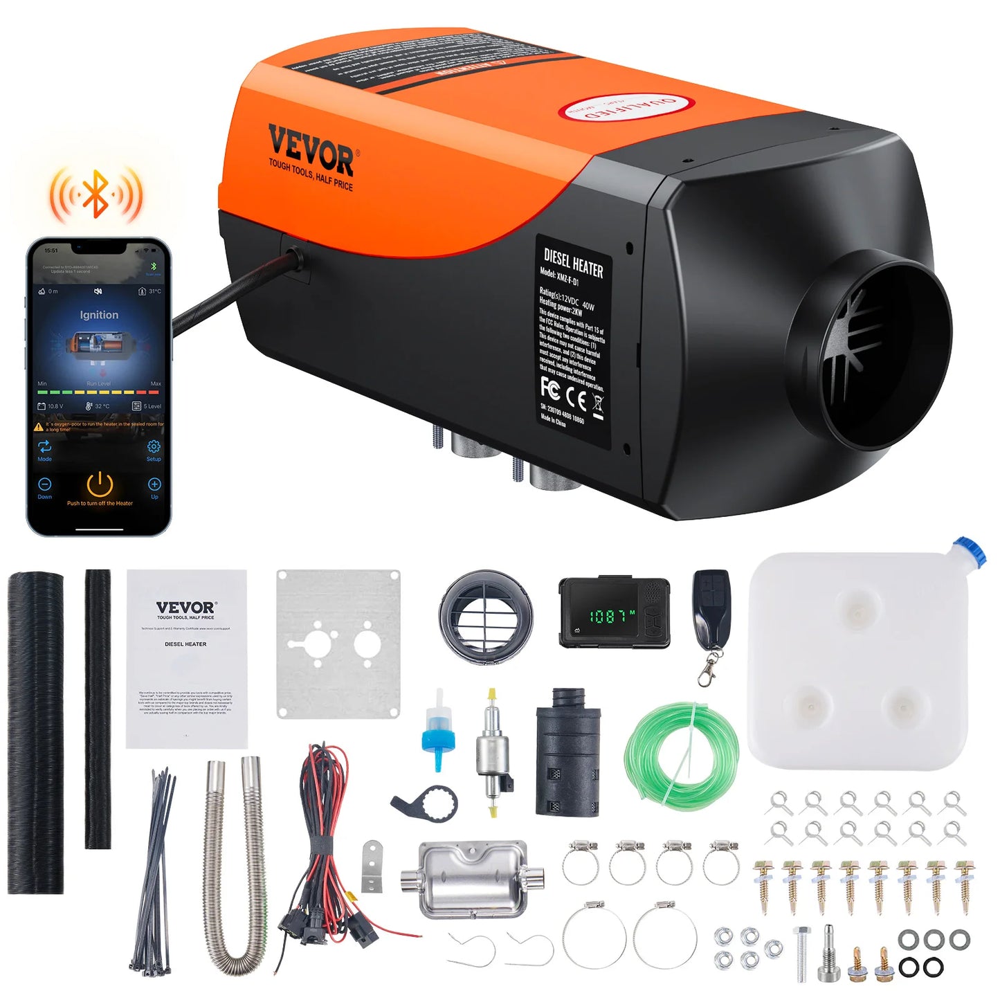 SucceBuy Car Heater 2/5/8KW Diesel Air Heater 12V With Remote Control Low Noise for Truck RV Trailer Air Diesel Parking Heater