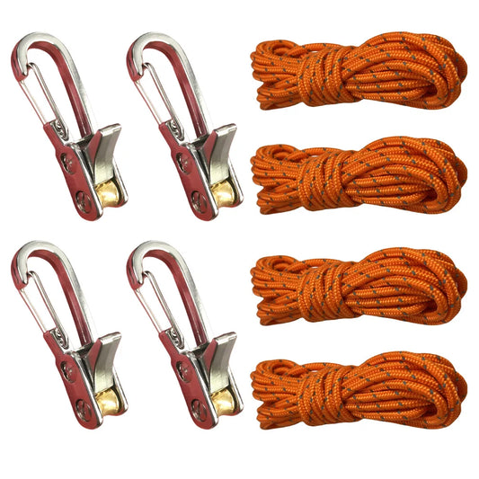 2/4 Set Rope Tightening Tool & Tensioner Heavy-Duty Retractable Tie Down Rope for Camping, Tarp, Hammock & Outdoor Gear Securing