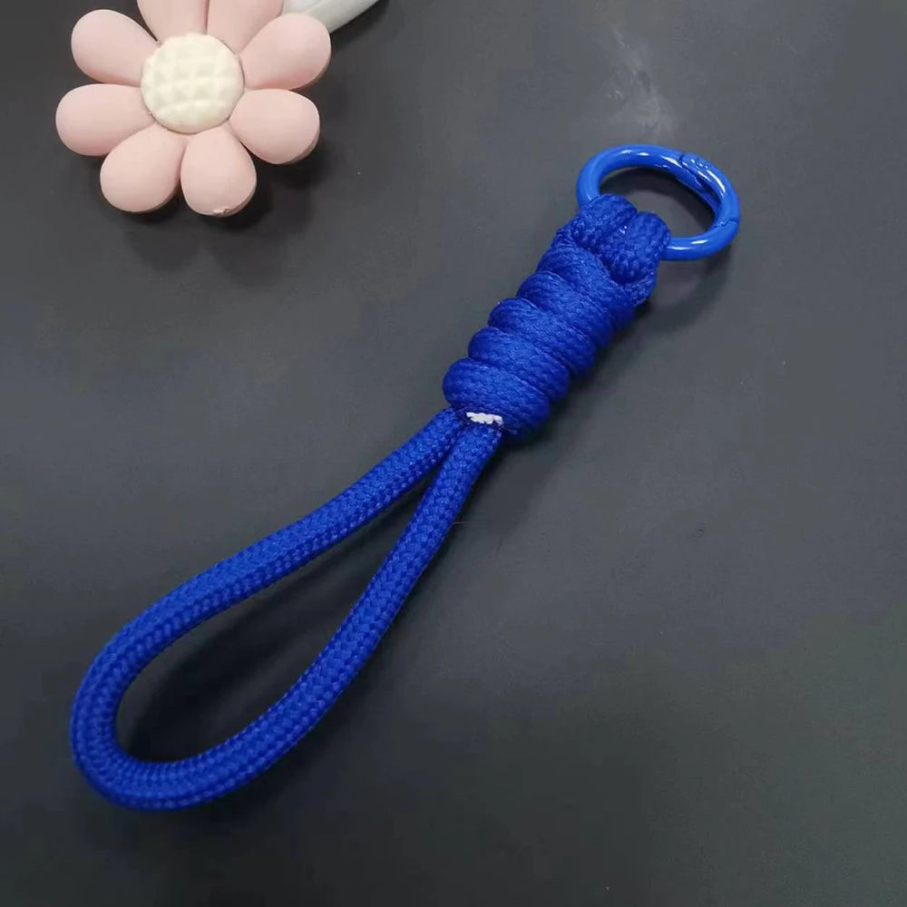12cm Paracord Braided Woven Keychain Wrist Rope Phone case Anti-lost Rope Strap Key Ring Tactical Survival Tool Backpack Buckle