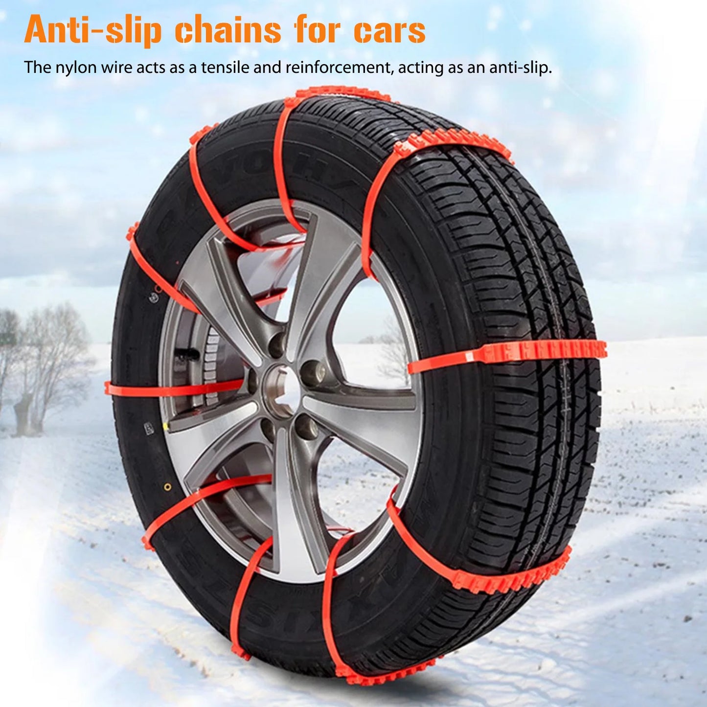 Universal Car Wheels Tire Snow Chains Anti Slip Nylon Car Snow Chains for Mud Road Safety Emergency Chain Adjustable Car Styling