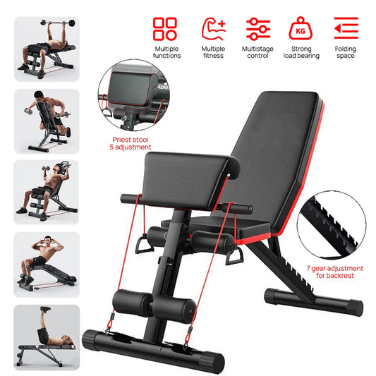 PORIYA ADKING Weight Bench Fitness Bench Press Squat Rack Adjustable Home Gym Equip