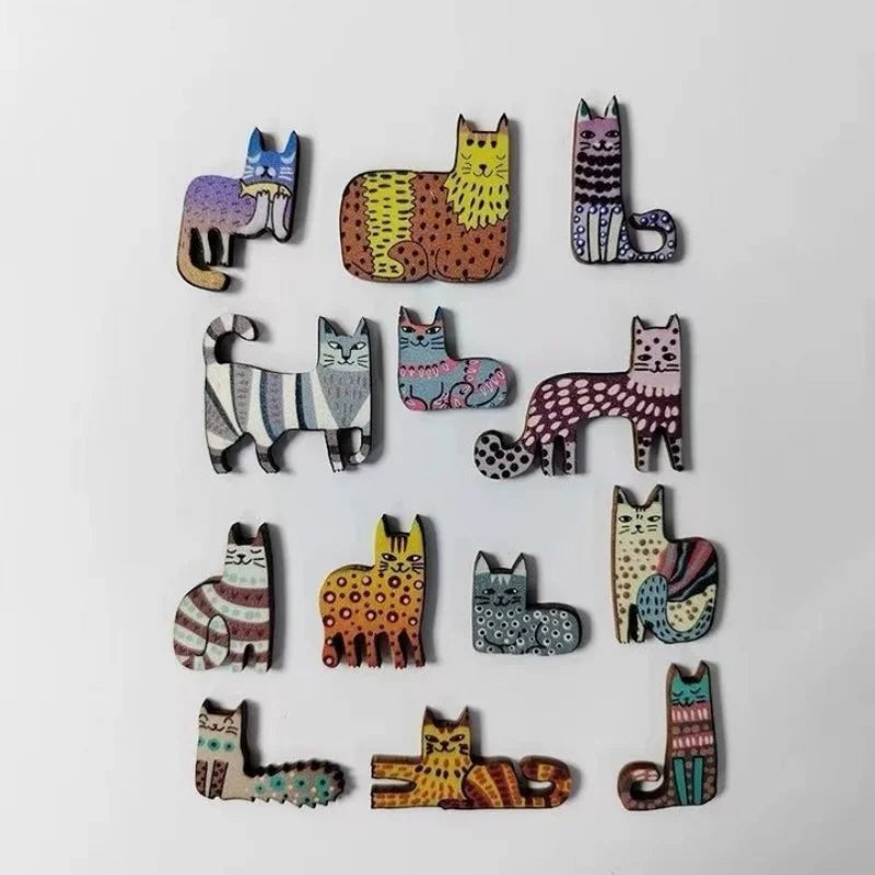 13 Irregular Wooden Cat Puzzles Colorful Cute Puzzle Toys for Children Birthday Gift Brain Teaser Educational Game