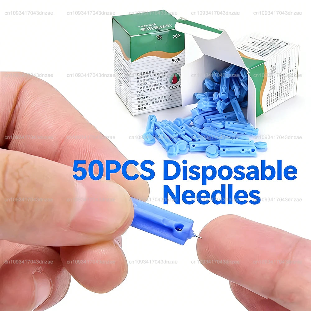 50pcs Blood Lancet Pen Disposable Needles Massage Stick Use For Pen Sterile Lancets Vent Drain Blood Lancet 28g Diabetes Testing