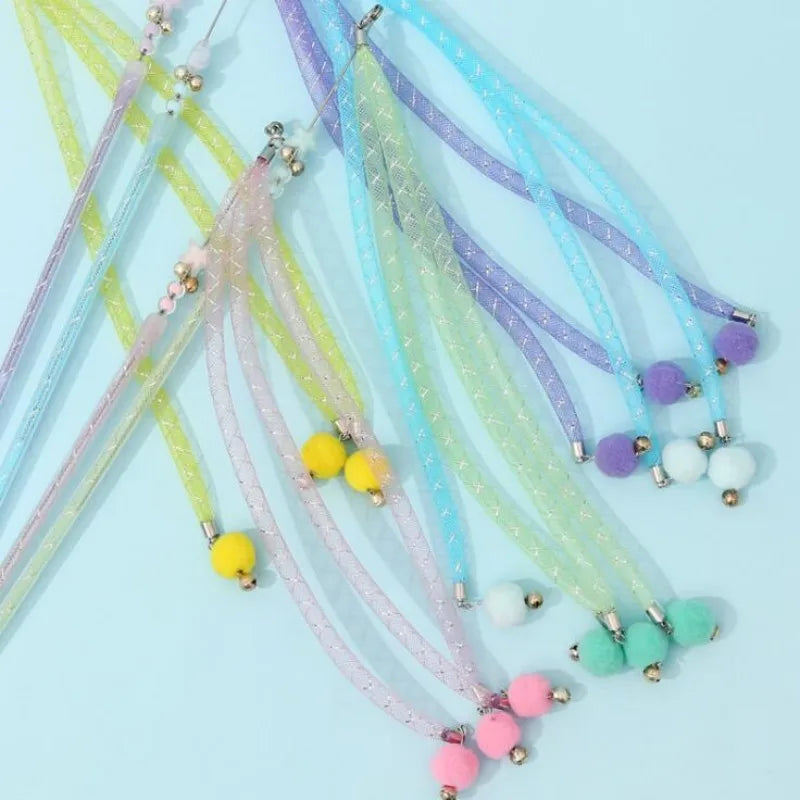 Cat Toy Wool Ball String Toys for Cats Teaser Stick Steel Wire Cat Toys Interactive Bite Resistant Ball Funny Cats Toy with Bell