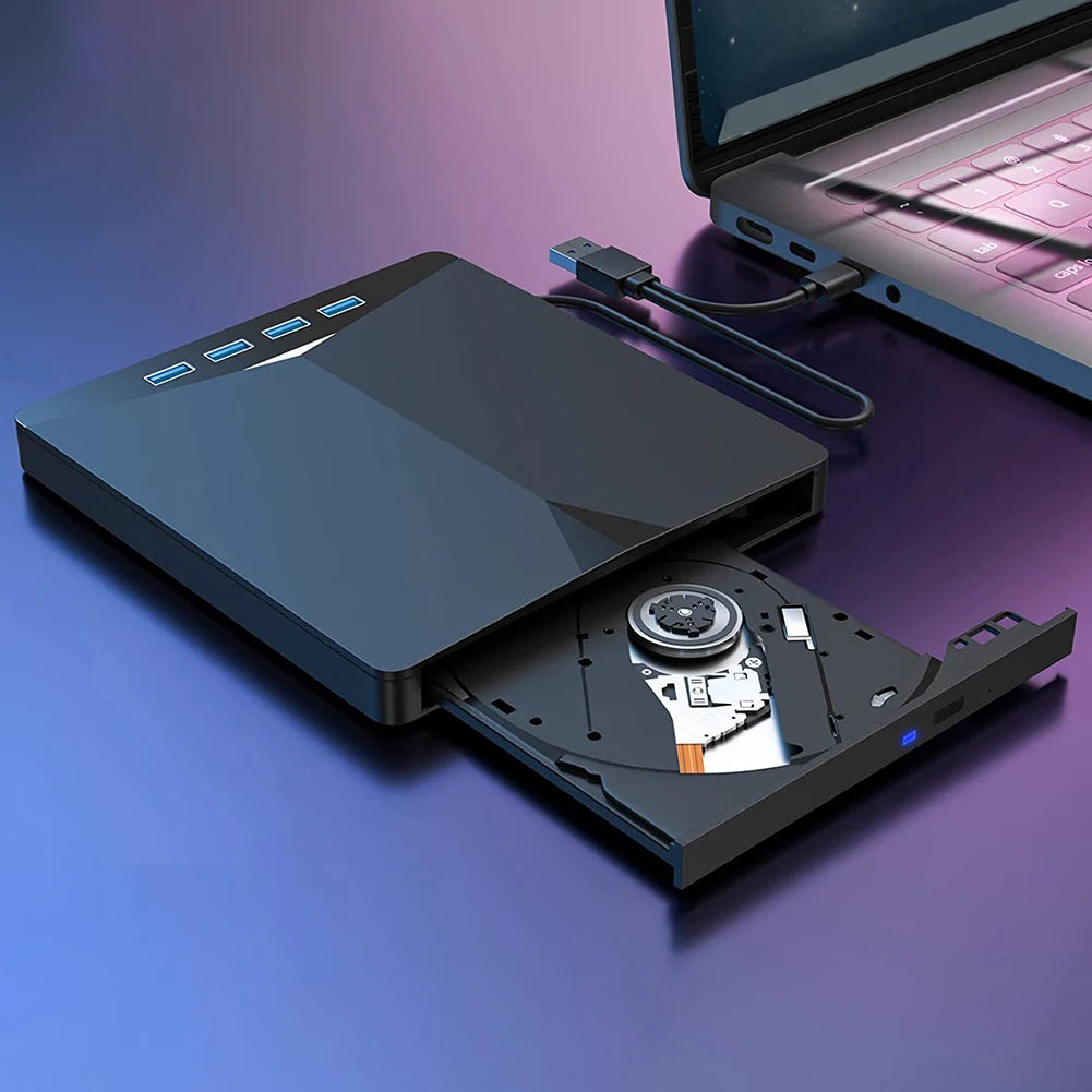 7-in-1 USB 3.0 TypeC External CD DVD RW Optical Drive Plug-and-Play Slim for Windows 11/10/8/7/Linux/ OS