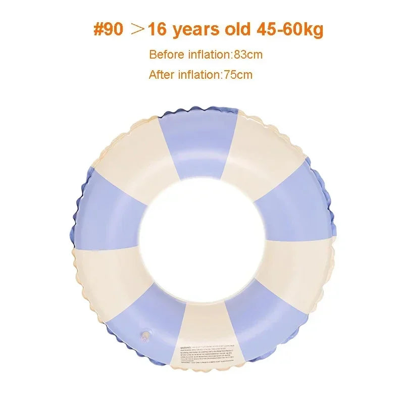 Children's Swimming Ring PVC Striped Swimming Ring Summer Boys Girls Inflatable Floating Cushion Swimming Tube Floating Donuts