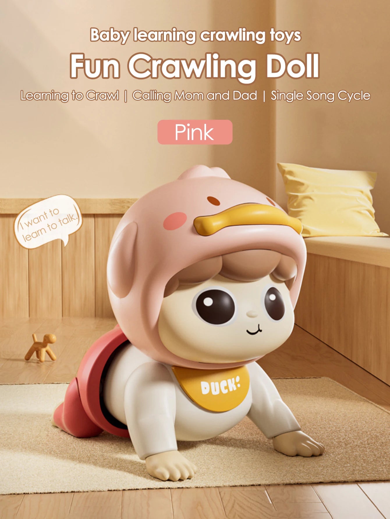 1Pcs Crawling Doll with Music Baby Toys, learn crawling guidance, head up training, puzzle early education Toy，baby gift