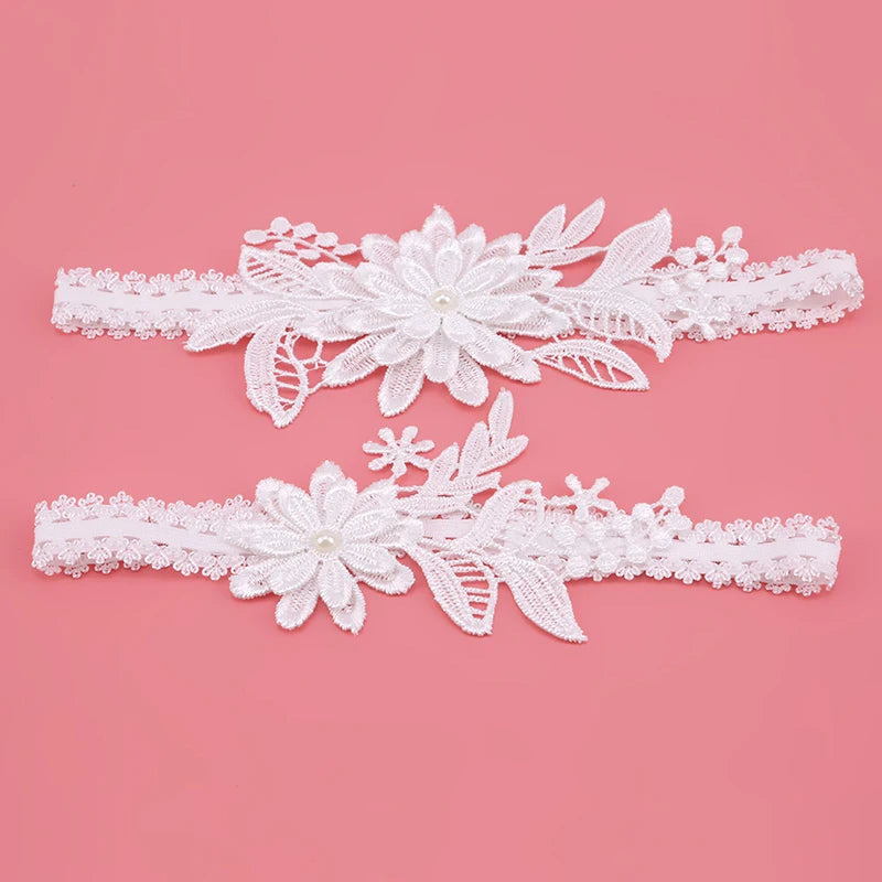 Sexy Lace 2pcs/Set Wedding Garter Lace Embroidery Floral Sexy Garters for Women/Bride Thigh Ring Bridal Leg Garter