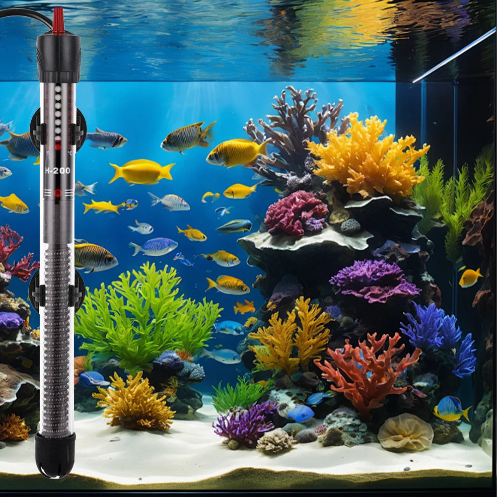 Aquarium Submersible Heater 300W W/ Thermometer Fish Tank Constant Temperature Rod for Freshwater & Saltwater Tank