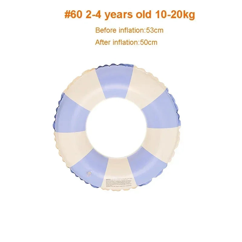 Children's Swimming Ring PVC Striped Swimming Ring Summer Boys Girls Inflatable Floating Cushion Swimming Tube Floating Donuts