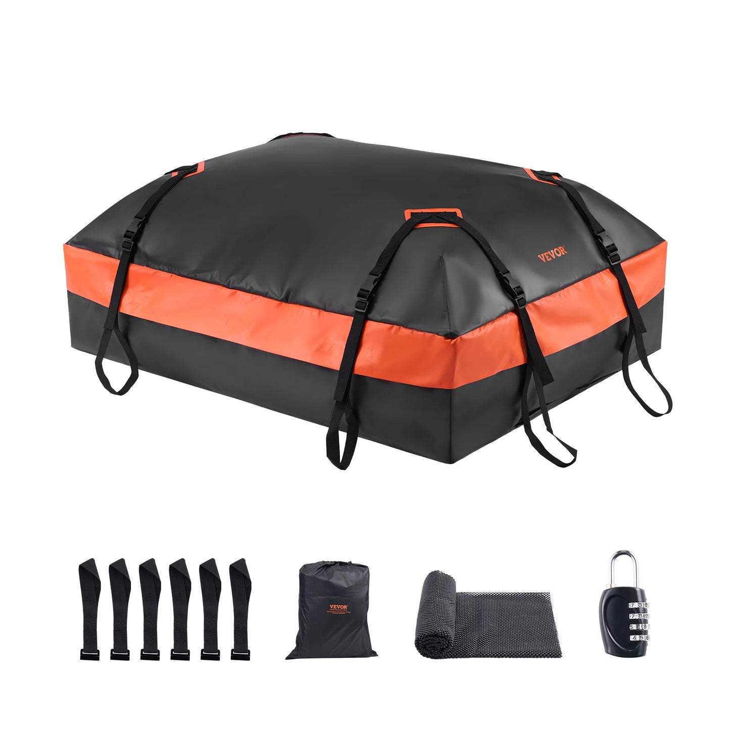 SucceBuy Car Rooftop Cargo Carrier Bag 15/21Cubic Feet Roof Cargo Carrier 840D PVC Waterproof Car Roof Luggage Bag All Vehicle