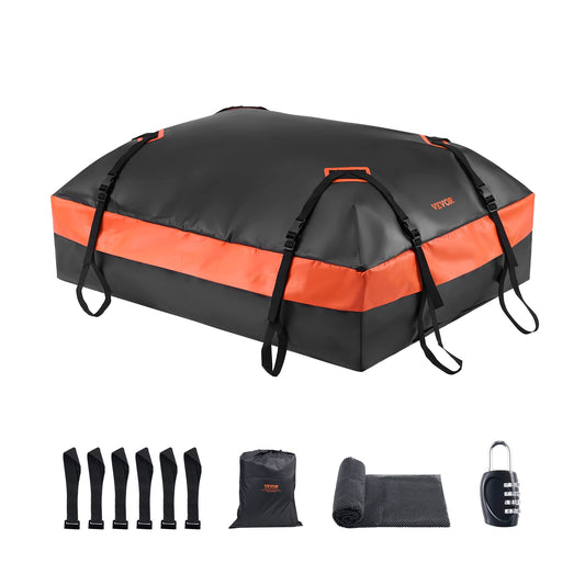 SucceBuy Car Rooftop Cargo Carrier Bag 15/21Cubic Feet Roof Cargo Carrier 840D PVC Waterproof Car Roof Luggage Bag All Vehicle