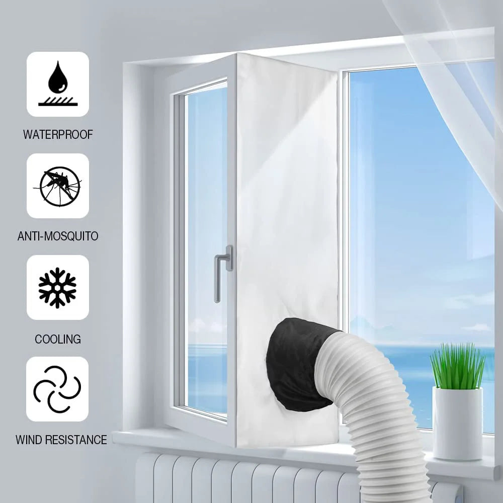 3m/4m Portable Air Conditioner Window Seal Universal Adjustable Sealing Cloth with Weatherproof Fabric Strip for Push Up Windows