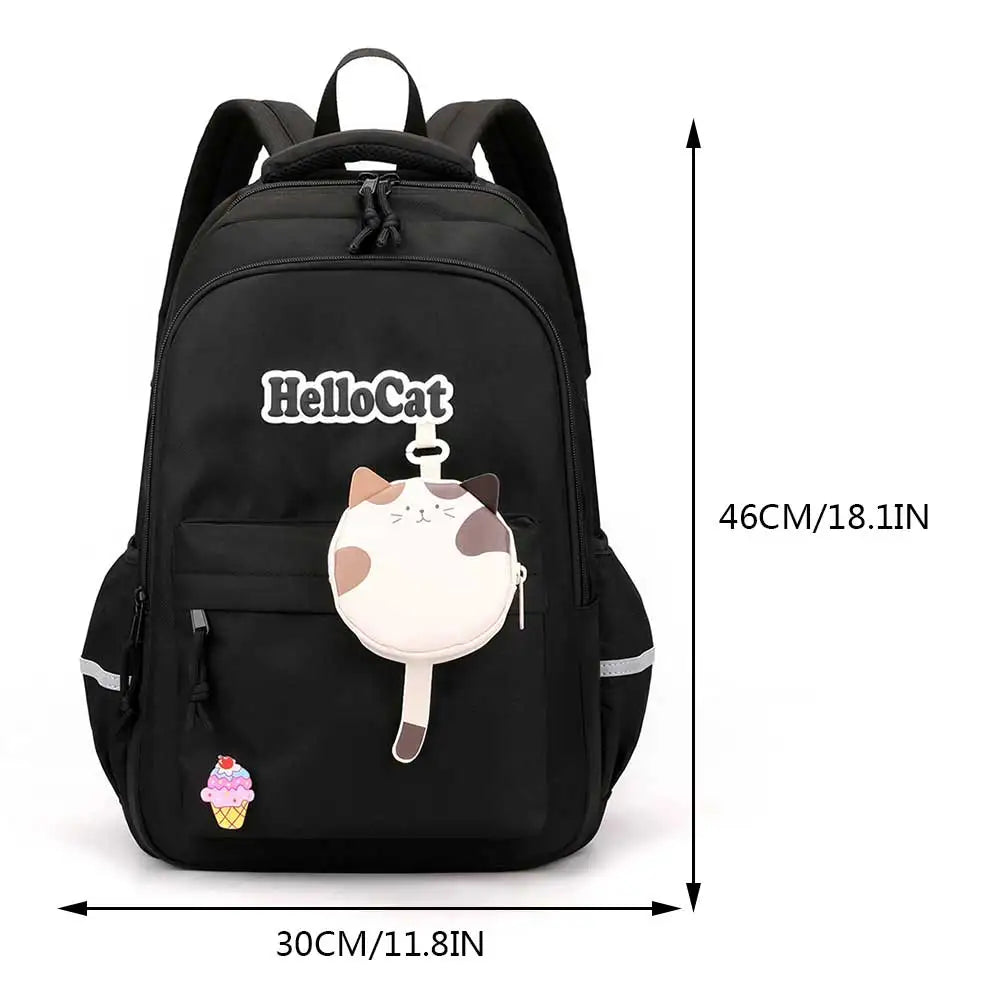 Nylon Campus Backpack Adjustable Shoulder Straps Cartoon Messenger Bag Multi Pocket Design with Zipper Campuses Supplies