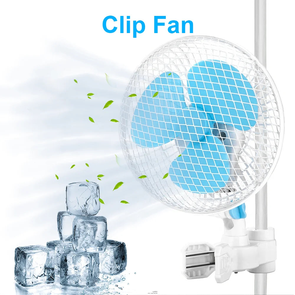 2 Color Clip Desk Fan 160mm Quiet Vertical 6" Oscillating Fan Fit Grow Tent Pole