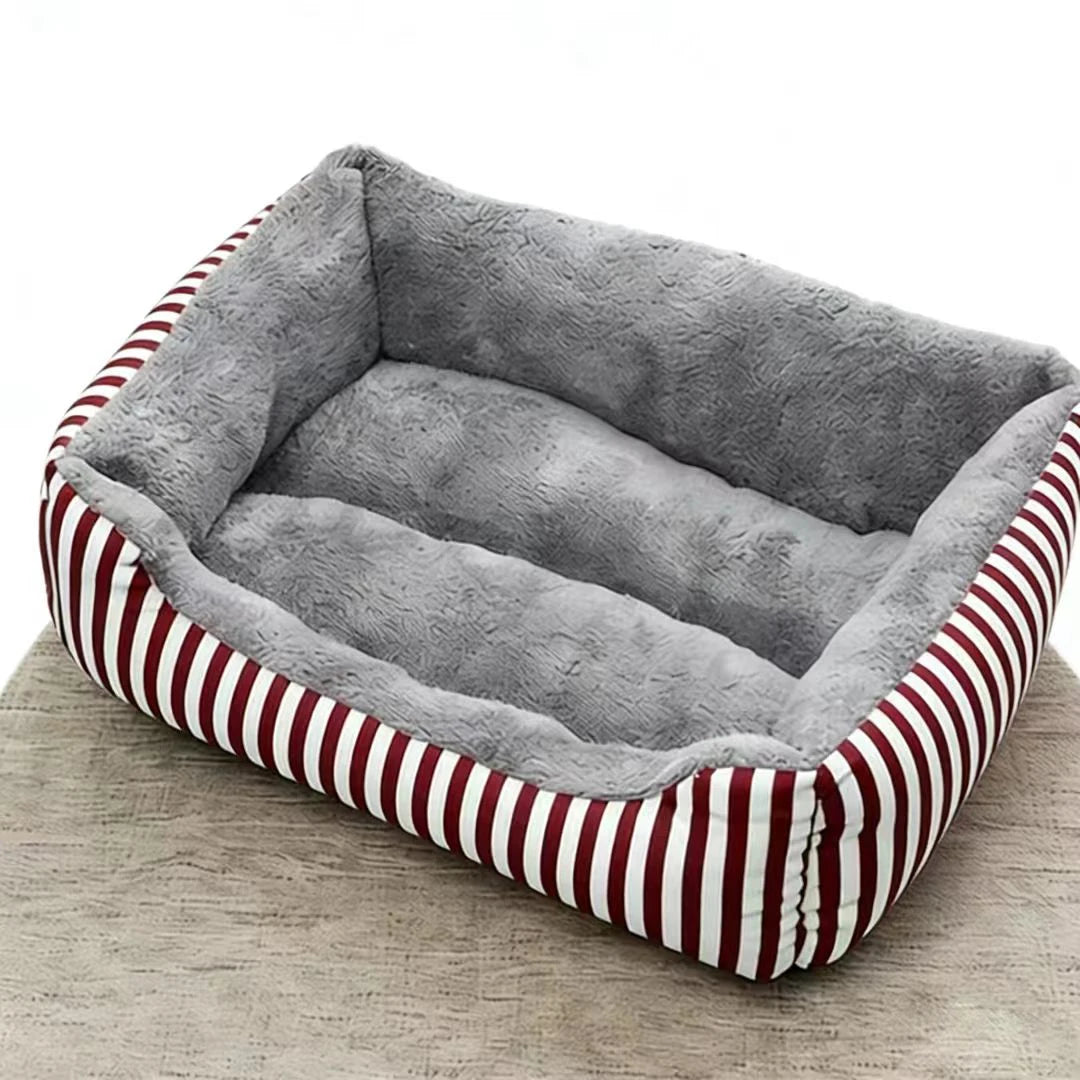 Soft Plush Rectangular Dog Bed, Anti-Slip Warm Pet Sofa for Cats & Small Dogs, Corduroy Nest Cushion