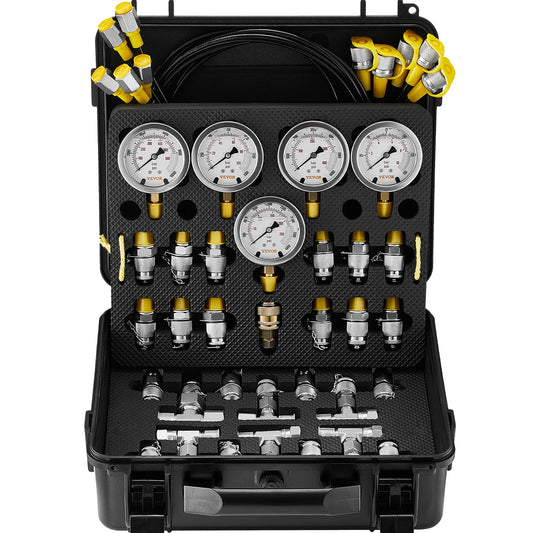SucceBuy Hydraulic Pressure Test Kits Excavator Hydraulic Test Gauge Sets with Carrying Case for Excavator Tractor Machinery