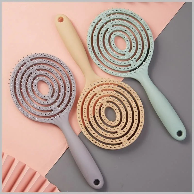 Hollow massage comb Multicolor Hollow Circular Hair Brush - Scalp Massage & Detangling Comb for Smooth Hair Styling