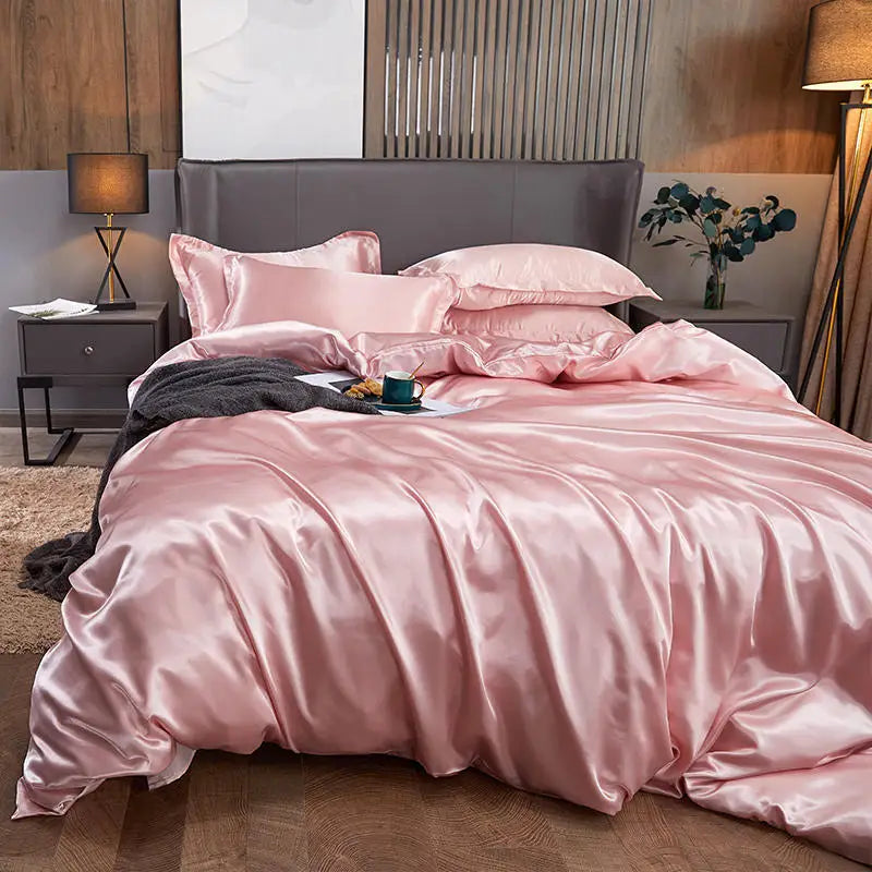 Summer Smooth Satin Duvet Cover No Pillowcases Comfy Shiny Couple Bed Quilt Cover Nordic Double Bed Sheet 150 220x240