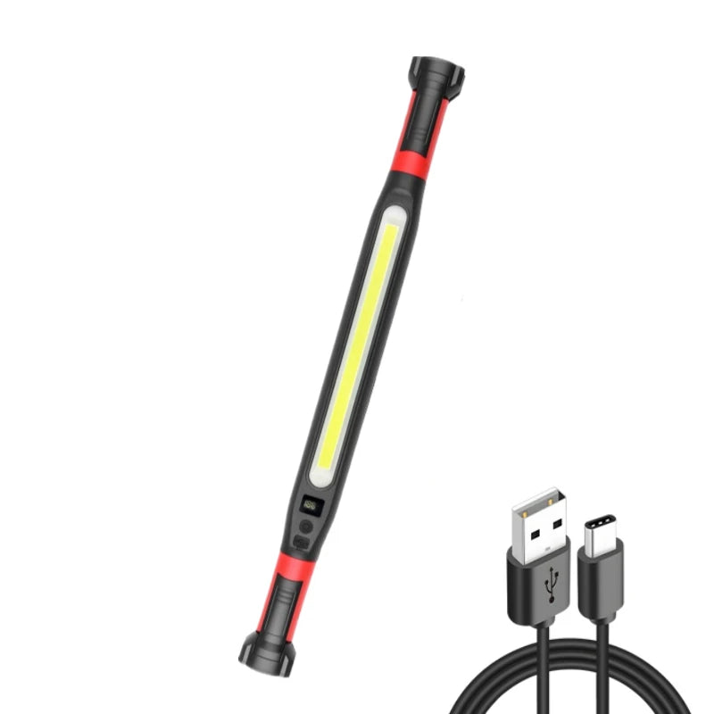 Rechargeable COB Work Lamp Bar with Hooks Rotating Magnetic Base 3 Modes Worklight For Car Repairing Emergency Outdoor Lighting