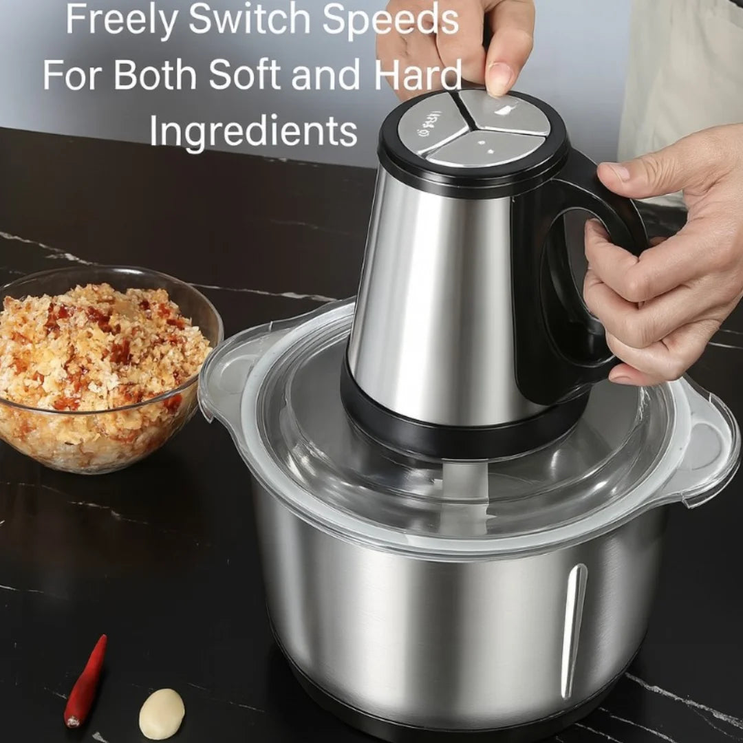 5L Stainless Steel Food Processor - Versatile Meat & Vegetable Chopper with Dual Blades