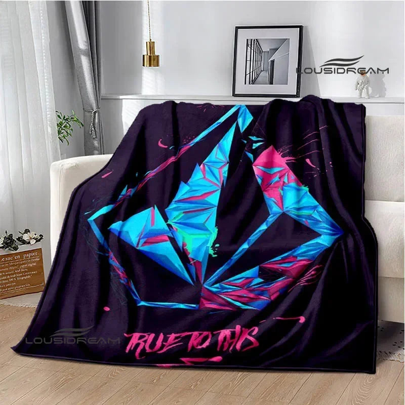 V-VOLCOM LOGO Printed blankets Flannel Warm blanket Soft Cozy Blanket Travel Blankets bed linings cubre cama Birthday Gift
