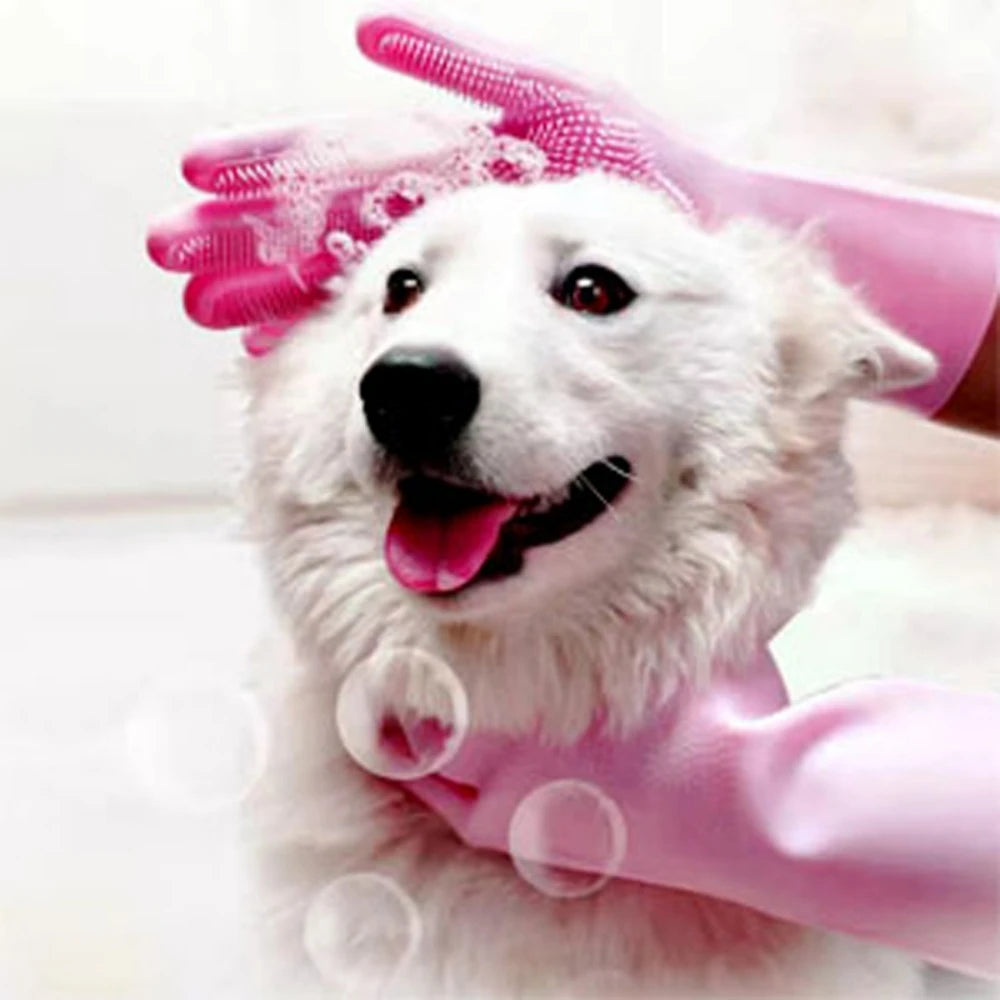 Multi-Functional Pet Grooming Gloves for Dogs And Cats Silicone Bathing Shampoo Scrubber Dishwashing Cleaning Glove Hair Removal