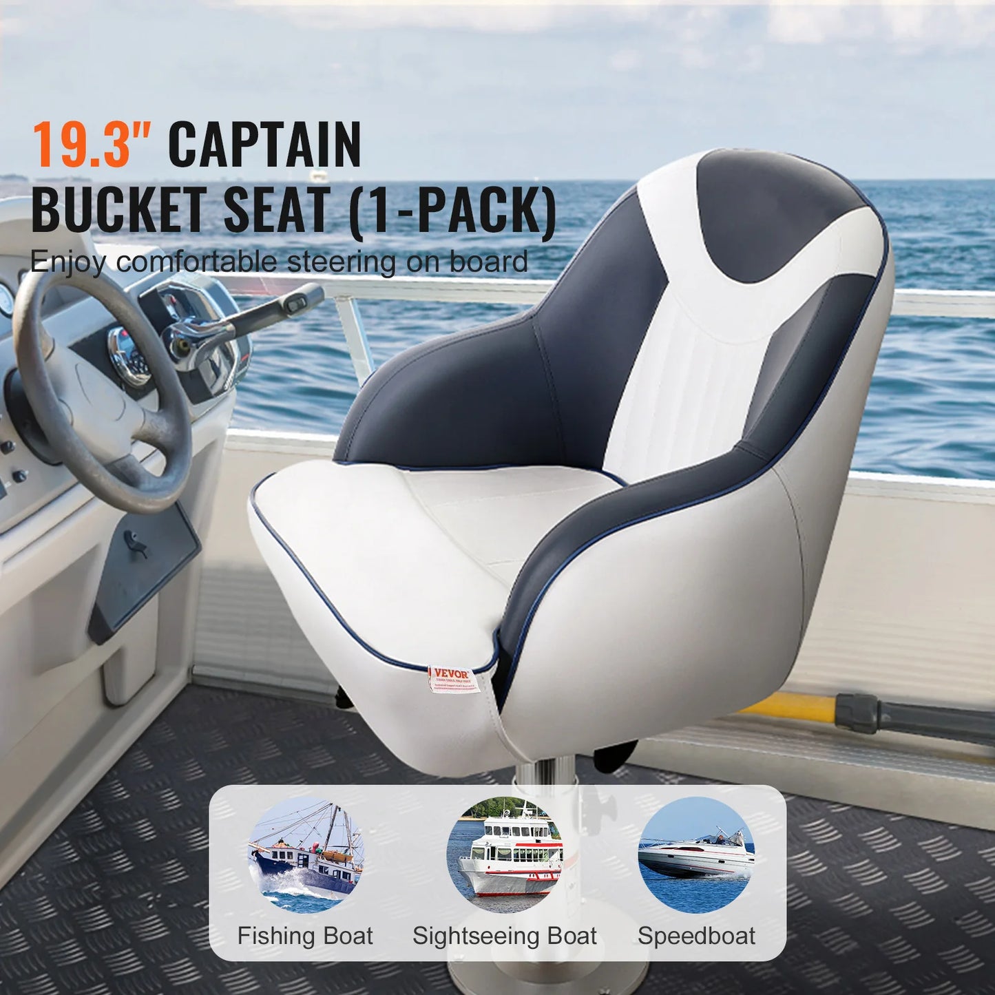 SucceBuyCaptain Bucket Seat Pontoon Boat Seat with Thickened Sponge Padding Boat Captain Chair for Fishing Boat Sightseeing Boat