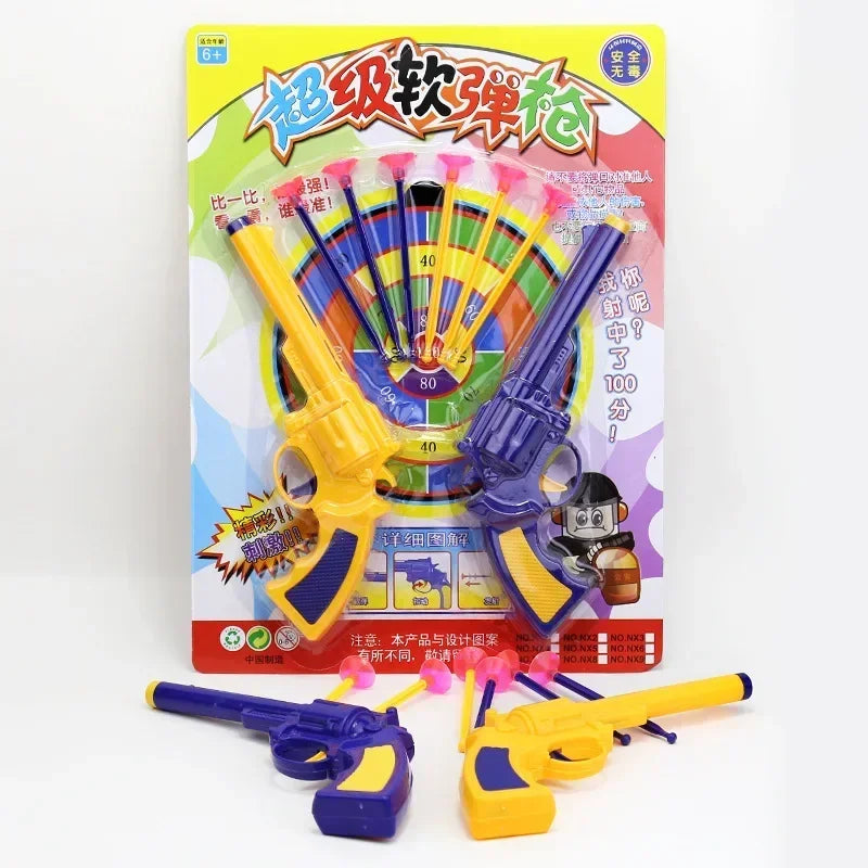 Kids Interactive Shooting Toy Gun Set Preschool Boys Educational Plastic Toy Pistol with Safe Soft Darts for Parent-Child Fun