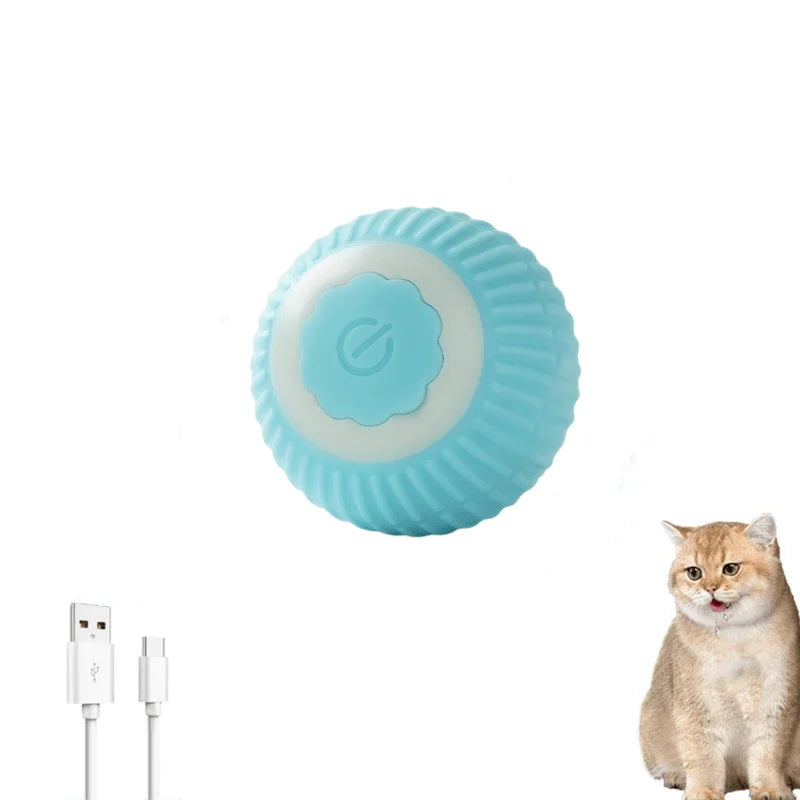 USB Rechargeable Smart Cat Ball Toy Automatic Obstacle Avoid Rolling LED Light Interactive Kitten Self Play Pet Toys