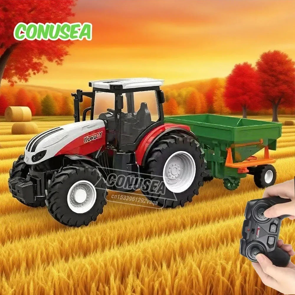 Remote Control Tractor RC Farm Truck Car Trailer 2.4G Farming Simulator Truck Miniature Farm Vehicle Toys Model Children Boy