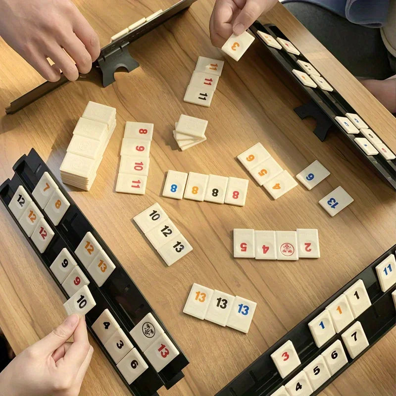 A Colorful Ramiwa Game Set - Plastic Ramiwa Game, Comes with 4 Racks and Tiles, Suitable for Parties and Family Game Nights