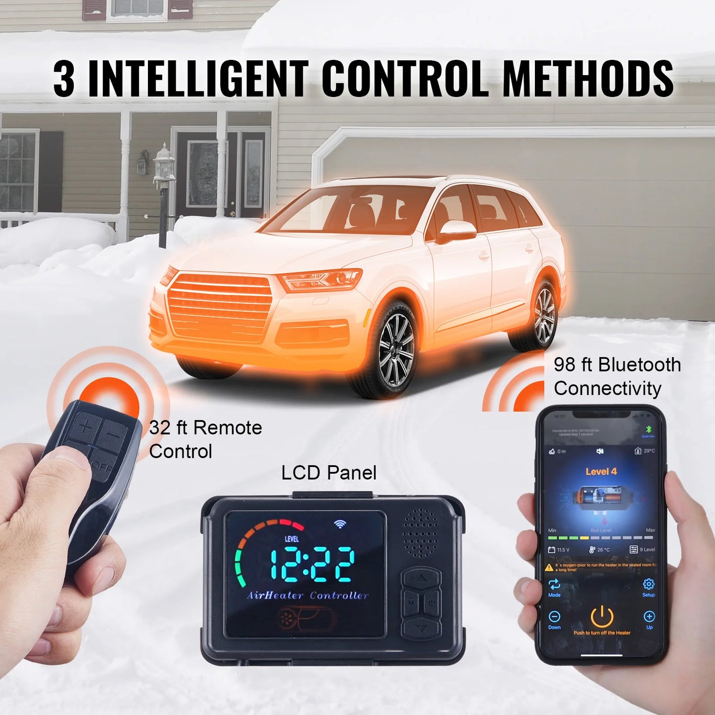 SucceBuy 5/8KW Diesel Air Heater 12V All in One Car Heater w/ Low Noise Remote Control for Car Truck Boat Parking Diesel Heater