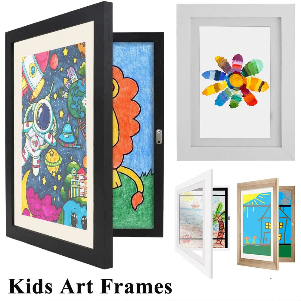 1-4pcs Kids Art Frames Children Art Projects Wooden Artwork Display 150Pictures