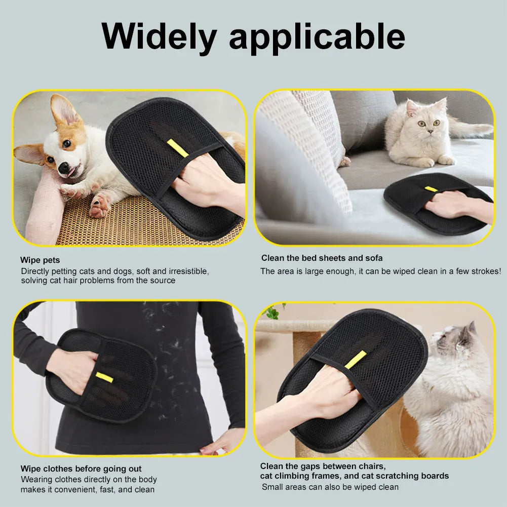 Pet Electrostatic Hair Removal Gloves Pet Grooming Gloves Dog Cat Deshedding Brush Glove Double-Sided Fur Hair Cleaning Gloves