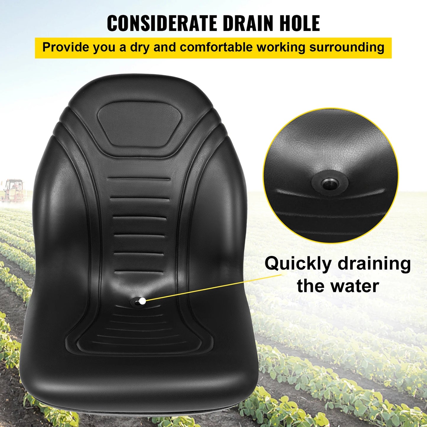 SucceBuy Forklift Seat Replacement Durable Vinyl Cover High Back Yamaha Tractor for Mower Excavator Wheel Loader Dozer Backhoe